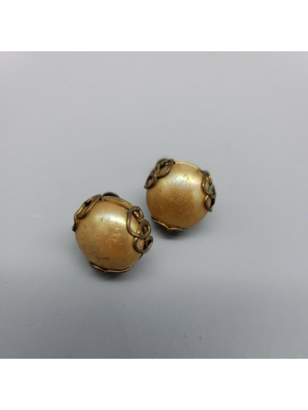 Vintage Faux Pearl Gold Tone Clip On Screw On Earrings